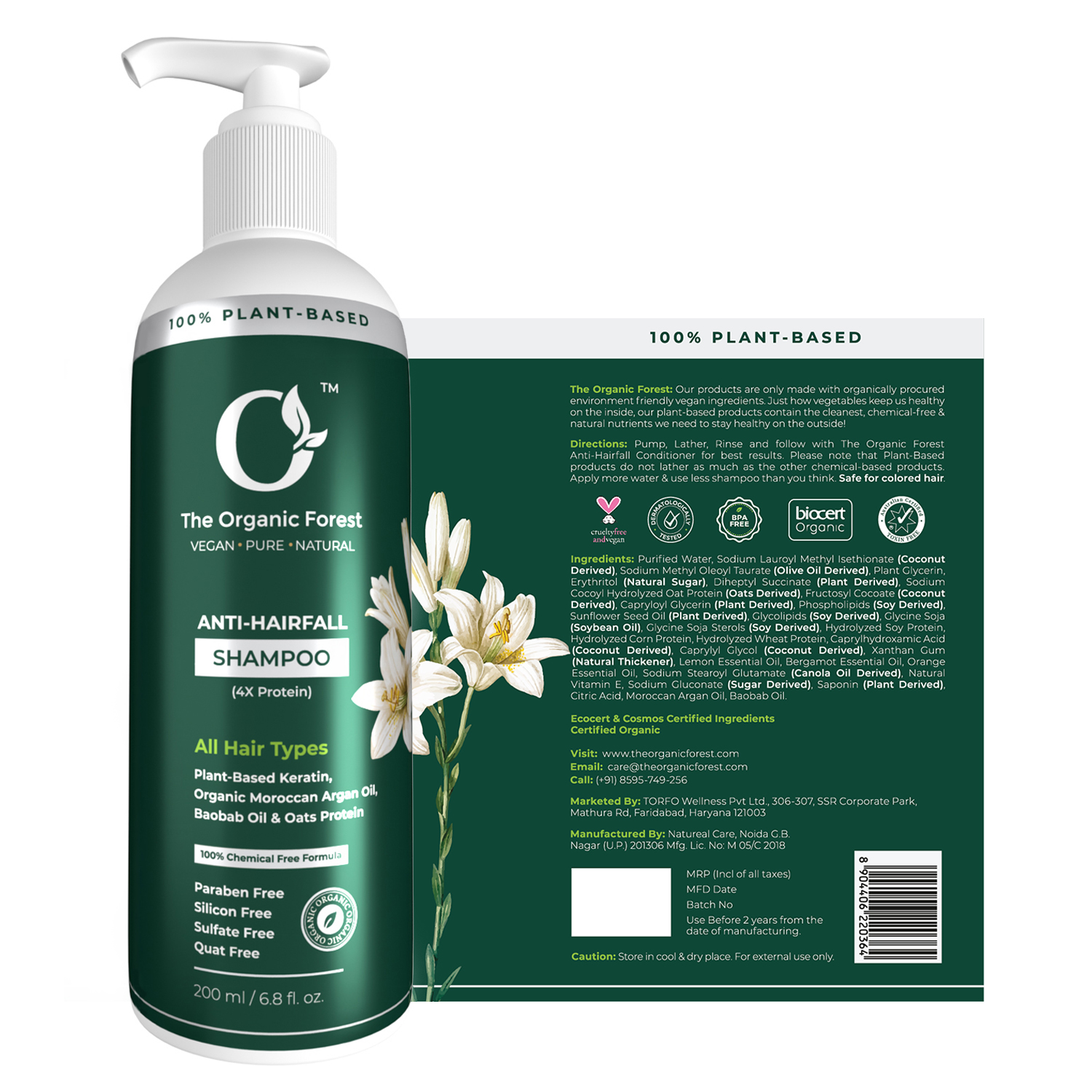 Organic Forest - 100% Chemical Free - Anti Hair Fall Shampoo & Serum (Keratin, Argan & Castor Oil) - Hair Growth & HairFall Control - Dry and Frizzy Hair - Best Treatment - Organic, Vegan, Plant Based Organic Forest - 100% Chemical Free - Anti Hair Fall Shampoo & Serum (Keratin, Argan & Castor Oil) - Hair Growth & HairFall Control - Dry and Frizzy Hair - Best Treatment - Organic, Vegan, Plant Based