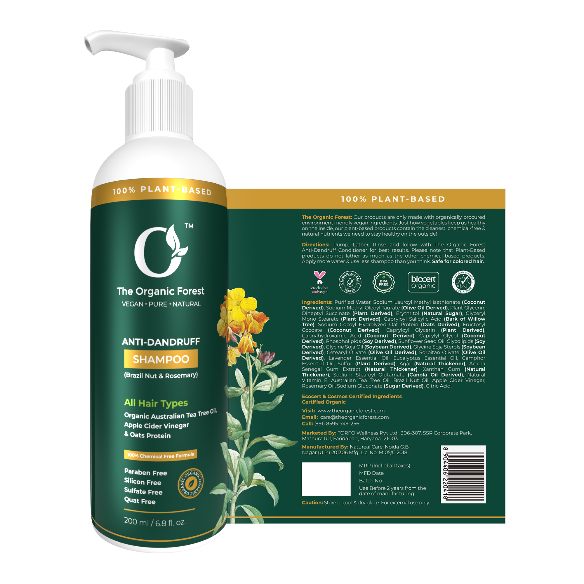 Anti Dandruff Shampoo | Apple Cider Vinegar & Tea tree | Organic Forest Anti Dandruff Shampoo | Apple Cider Vinegar & Tea tree | Organic Forest